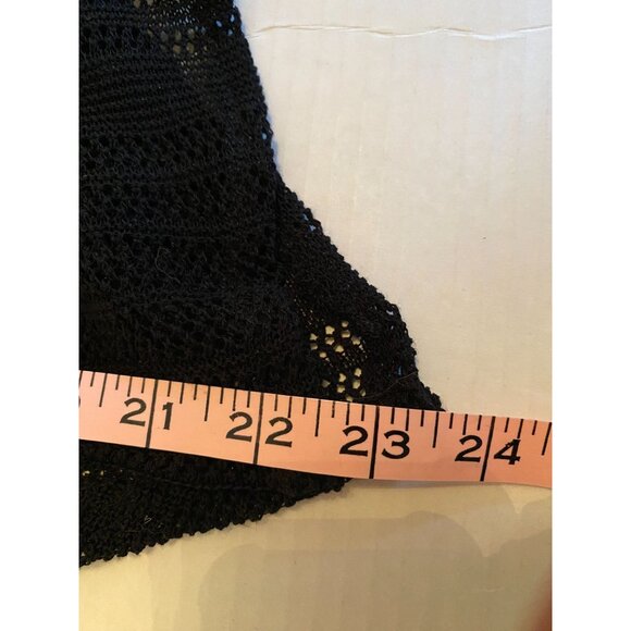 August Silk Womens Open Front Knit Cardigan L Black Lightweight Witchy Goth Swim - Picture 7 of 8